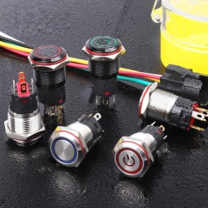 IP67 Waterproof Flat LED Push Button Switch Panel Mount Self Lock Non Lock Anti Vandal Switch