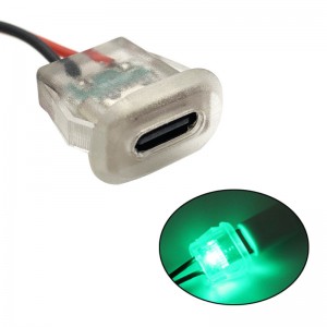 USB-20C-F-06F12L-T  Transparent USB C jack with LED indicator